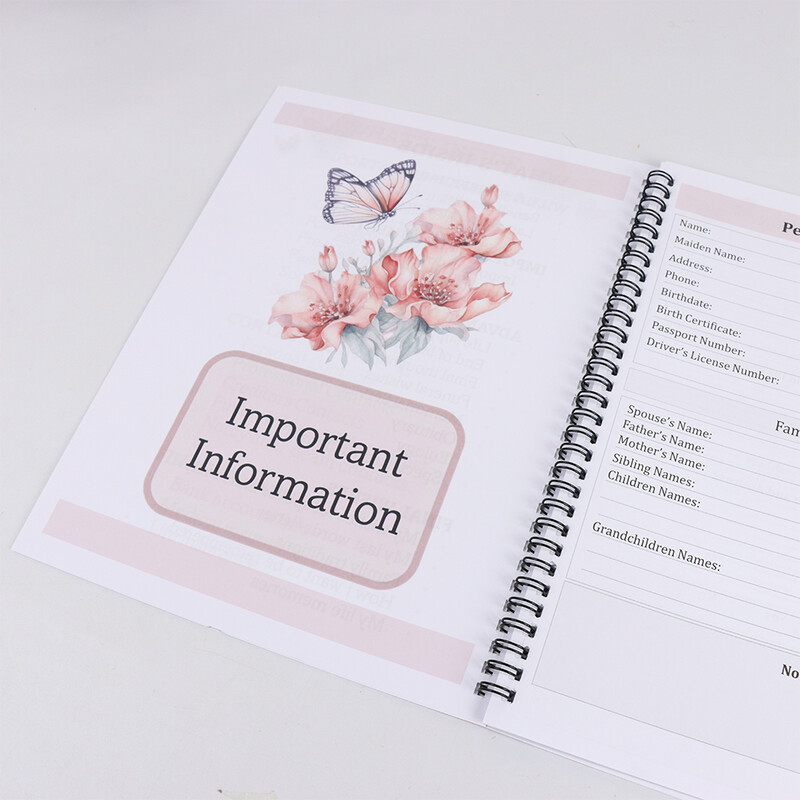 Un planificator de design vintage Planificator de sfârșit de viață - un ghid pentru organizarea proprietății, asigurărilor și documentelor importante, scris în engleză