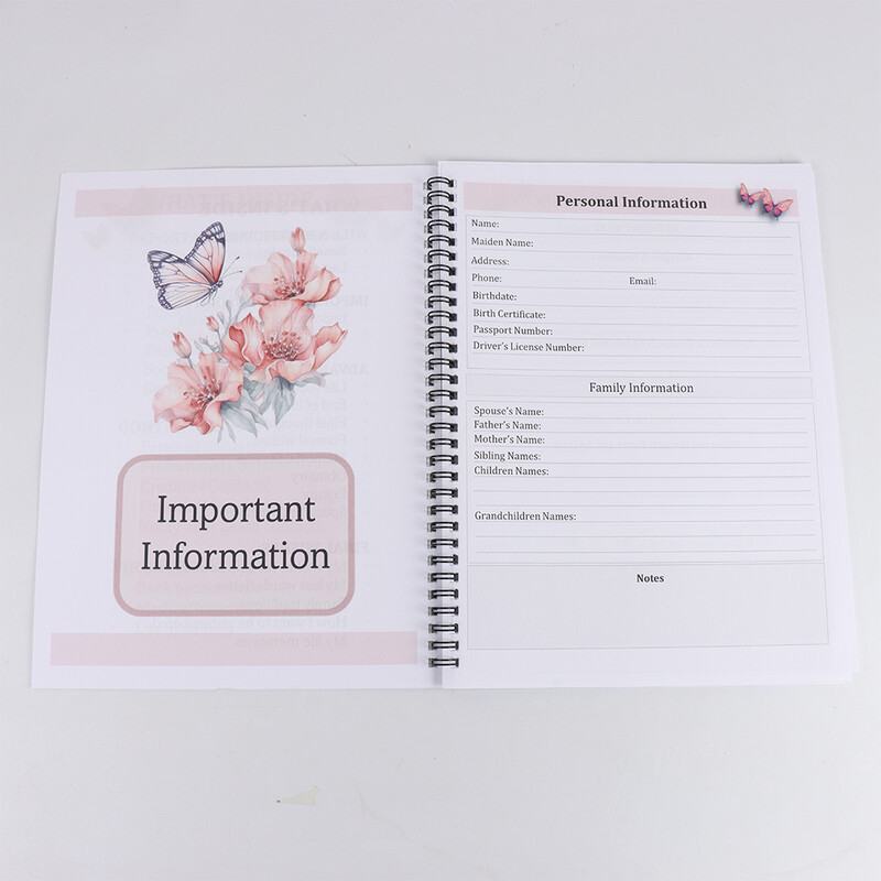 Un planificator de design vintage Planificator de sfârșit de viață - un ghid pentru organizarea proprietății, asigurărilor și documentelor importante, scris în engleză