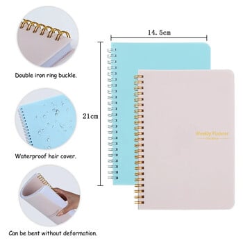 2025 Weekly Planner Undated Spiral Agenda A5 Notebook Planner Pouch 52 Weeks Planner Programs Χαρτικά Σχολικά είδη γραφείου