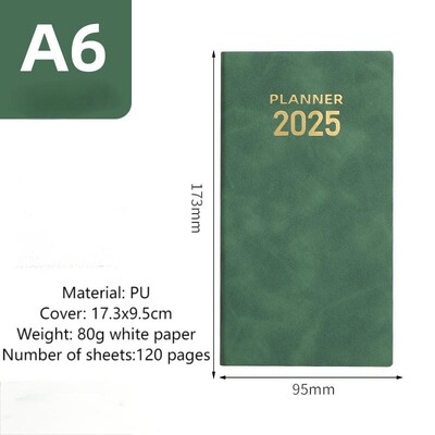 2025 A6 ingliskeelne nädalaplaneerimisega sülearvuti, PU nahast mini kaasaskantav päeviku loend. Ülesanded, kulude jälgimine ja toidukorra korraldamine