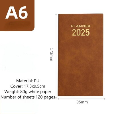 2025 A6 ingliskeelne nädalaplaneerimisega sülearvuti, PU nahast mini kaasaskantav päeviku loend. Ülesanded, kulude jälgimine ja toidukorra korraldamine