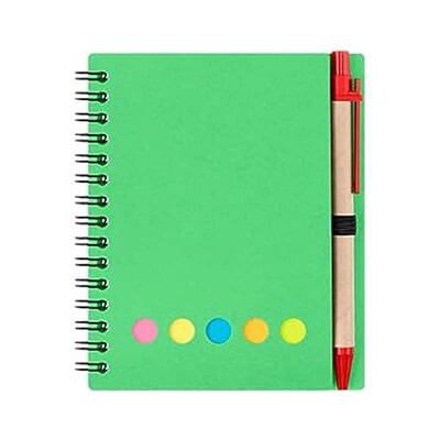 Бележник със спирала с подплата Kisdo Бележник с корици от крафт хартия с държач за писалка, лепкави бележки и маркер за страници, малък бизнес бележник