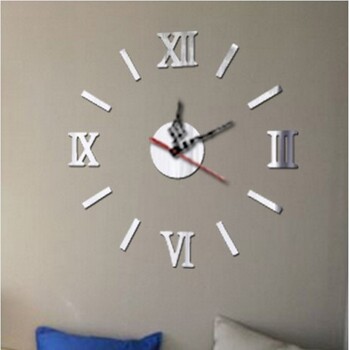 Αυτοκόλλητο DIY Quartz Clocks 3D ρολόι τοίχου με ρωμαϊκούς αριθμούς καθρέφτης ακρυλικός τοίχος σπιτιού Αυτοκόλλητο κρεμαστό ρολόι διακόσμησης