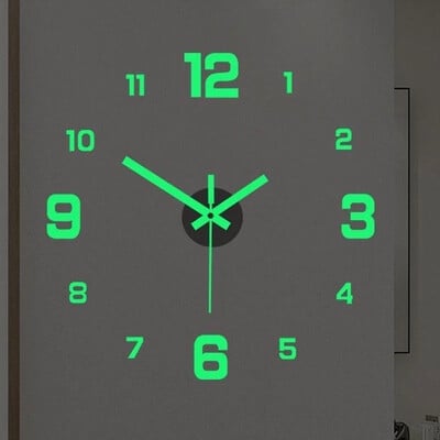 3D sieninis laikrodis Šviečiantys berėmiai sieniniai laikrodžiai „pasidaryk pats“ skaitmeninis laikrodis sieniniai lipdukai Tylus laikrodis, skirtas biuro sienų dekoravimui
