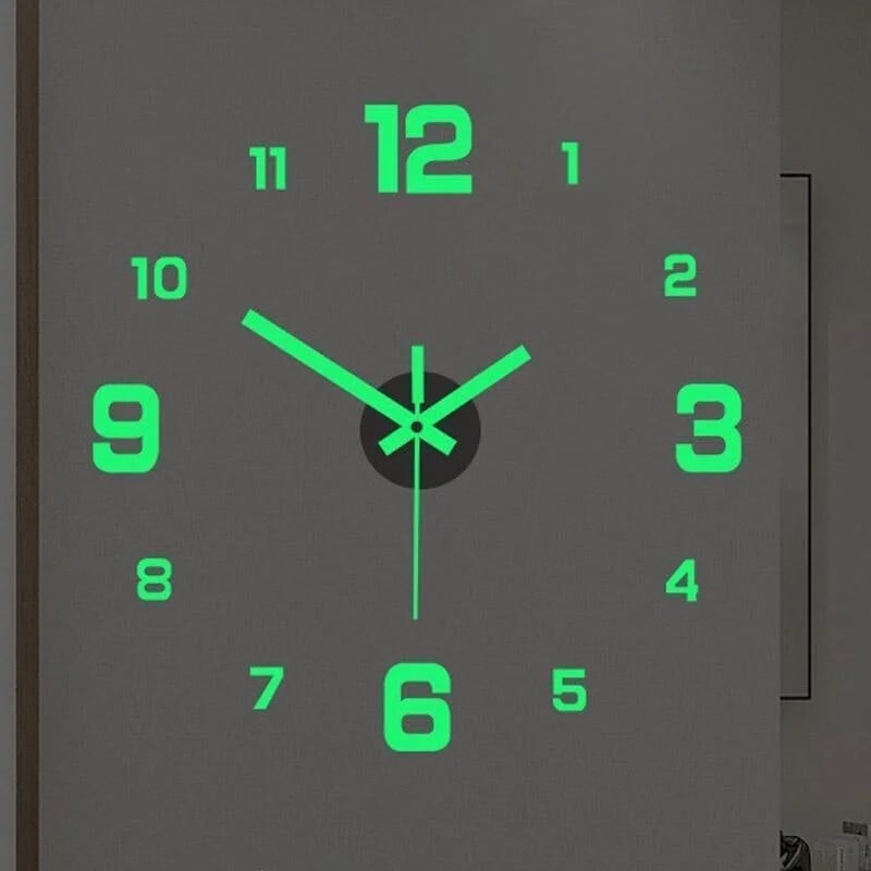 3D sieninis laikrodis Šviečiantys berėmiai sieniniai laikrodžiai „pasidaryk pats“ skaitmeninis laikrodis sieniniai lipdukai Tylus laikrodis, skirtas biuro sienų dekoravimui