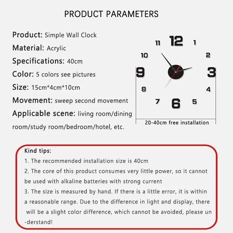 3D sieninis laikrodis Šviečiantys berėmiai sieniniai laikrodžiai „pasidaryk pats“ skaitmeninis laikrodis sieniniai lipdukai Tylus laikrodis, skirtas biuro sienų dekoravimui