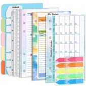 Флипбук с 6 дупки Подходящ за бюджетен седмичен и месечен планер Основен плановик бюджетна книга Вложки наръчник Вложки в тефтер A6