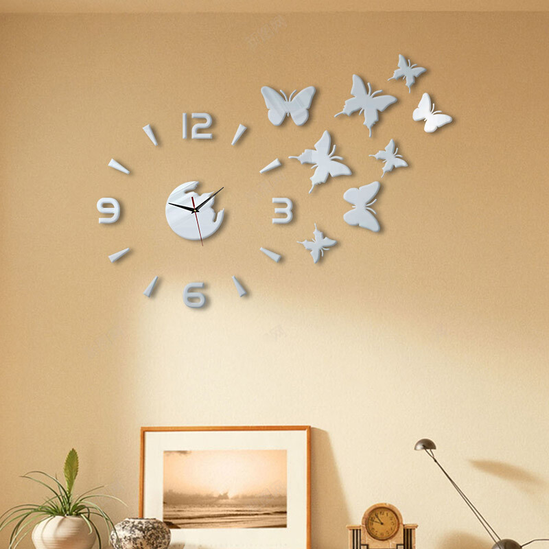 DIY leptir sat ogledalo Materijal Jednostavna kućna zidna dekoracija Prikladna za dnevnu sobu, spavaću sobu kućnu dekoraciju zida