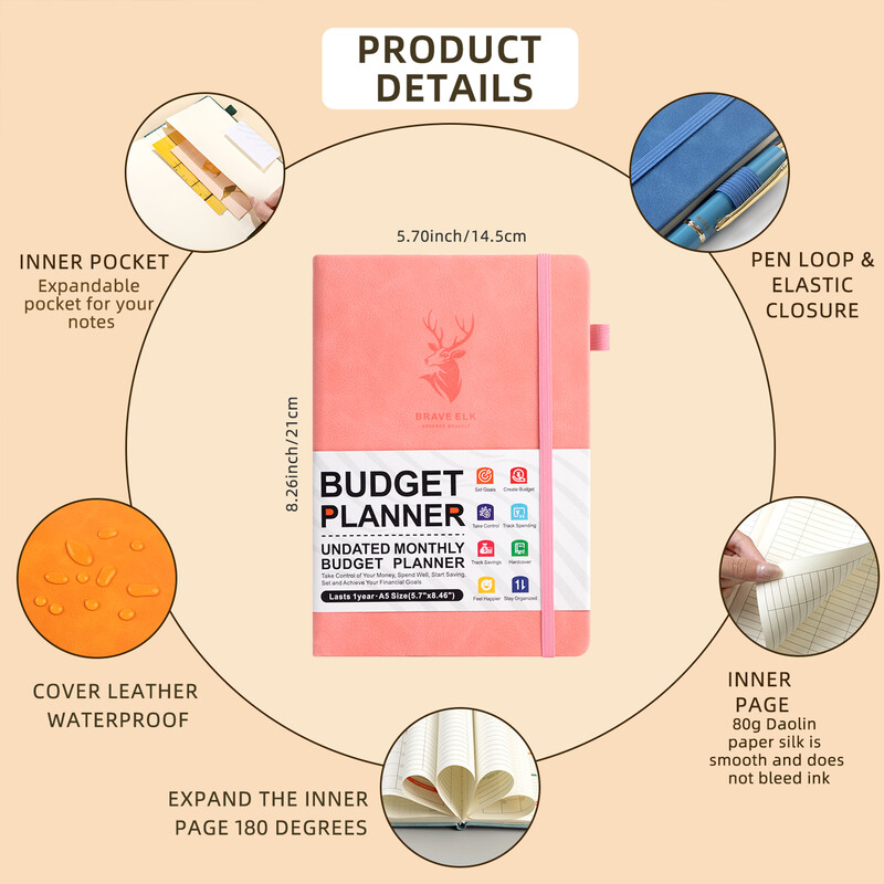 Bilježnica za praćenje troškova planera proračuna. Financijski dnevnik, knjiga računa, organizator mjesečnog proračuna, tjedni planer, praćenje računa