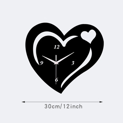 Черен любовен стенен часовник Свети Валентин Творчески безшумен часовник, подходящ за декорация на всекидневна и спалня като подарък за влюбени