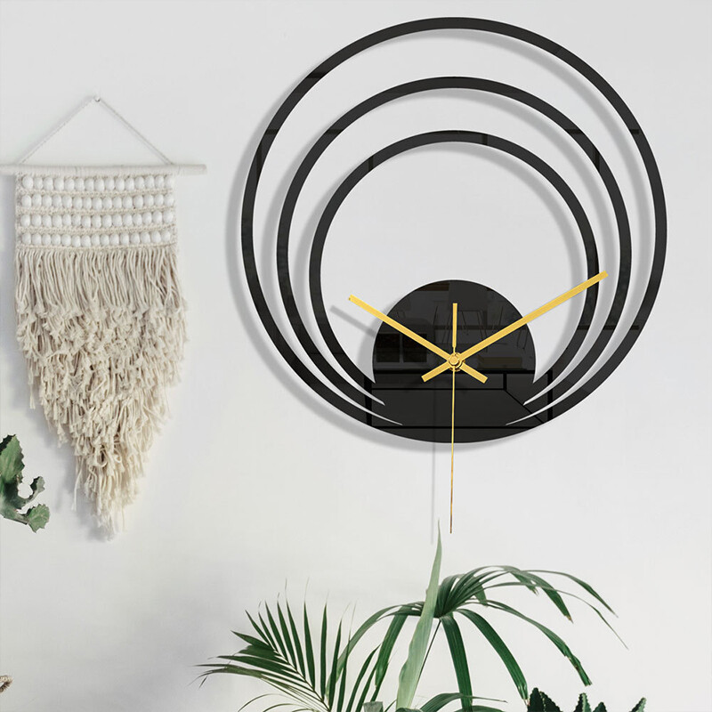 Crni digitalni zidni sat Minimalistički moderni nepravilni akrilni ukrasni tihi sat s točnim pokazivačem 3D zidna naljepnica za dnevnu sobu