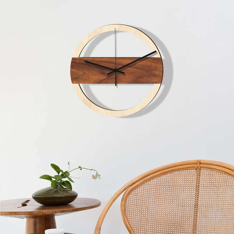 MCC421 Уникален дървен стенен часовник Безшумен декоративен часовник за всекидневна и спалня Моден стенен часовник на едро