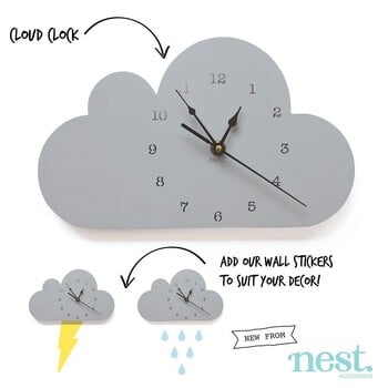 Nordic Home Clouds Rainbow Raindrop Clock Cartoon Παιδικό σιωπηλό ρολόι Διακόσμηση τοίχου Boutique Διακόσμηση σαλονιού