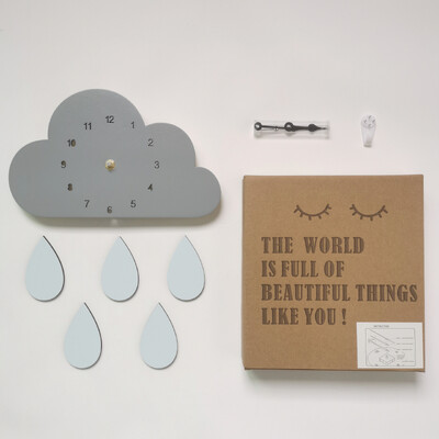 Nordic Home Clouds Rainbow Raindrop Clock Cartoon Детски безшумен часовник Декорация на стена Бутикова декорация за всекидневна