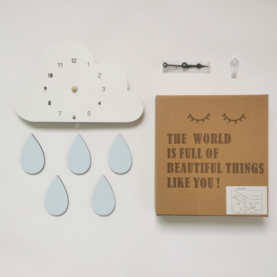Nordic Home Clouds Rainbow Raindrop Clock Cartoon Детски безшумен часовник Декорация на стена Бутикова декорация за всекидневна