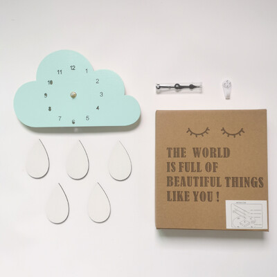 Nordic Home Clouds Rainbow Raindrop Clock Cartoon Детски безшумен часовник Декорация на стена Бутикова декорация за всекидневна
