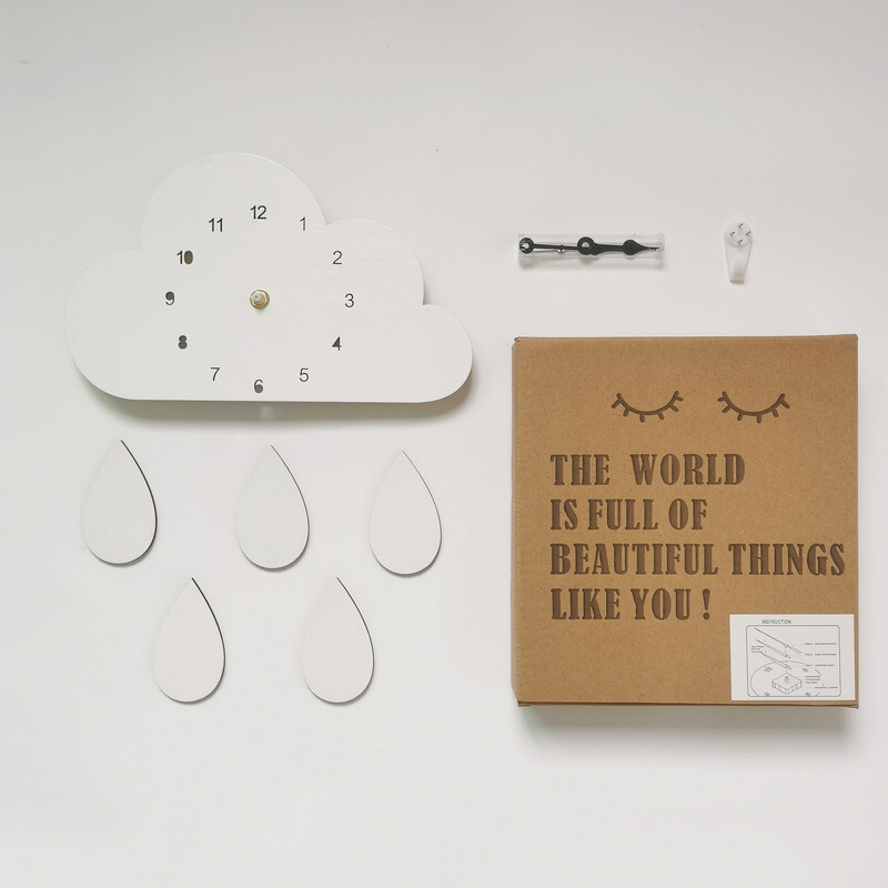 Nordic Home Clouds Rainbow Raindrop Clock Cartoon Детски безшумен часовник Декорация на стена Бутикова декорация за всекидневна