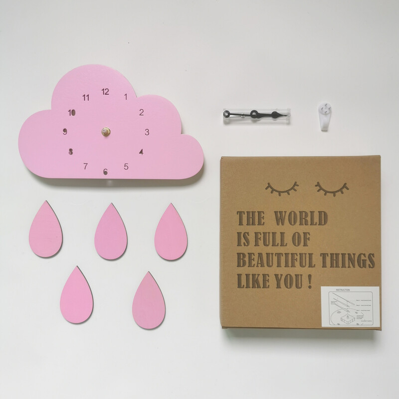 Nordic Home Clouds Rainbow Raindrop Clock Cartoon Детски безшумен часовник Декорация на стена Бутикова декорация за всекидневна