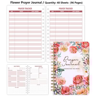 48 lapų senovinis kietas viršelis spirale surištas maldos žurnalas Kasdienis atsidavimo Biblijos studijų sąsiuvinis su vadovaujama maldos planavimo priemone