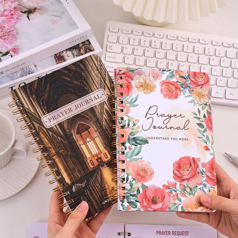 48 lapų senovinis kietas viršelis spirale surištas maldos žurnalas Kasdienis atsidavimo Biblijos studijų sąsiuvinis su vadovaujama maldos planavimo priemone