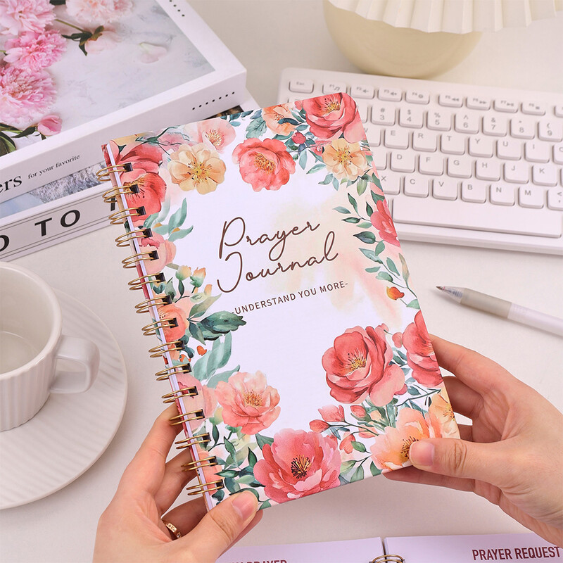 48 lapų senovinis kietas viršelis spirale surištas maldos žurnalas Kasdienis atsidavimo Biblijos studijų sąsiuvinis su vadovaujama maldos planavimo priemone