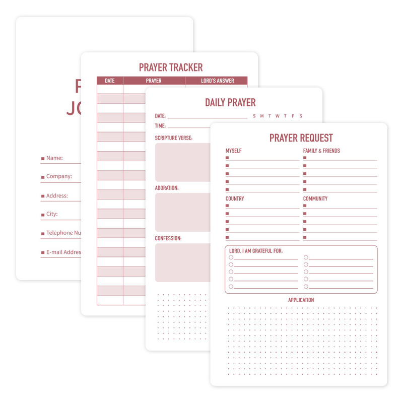 48 lapų senovinis kietas viršelis spirale surištas maldos žurnalas Kasdienis atsidavimo Biblijos studijų sąsiuvinis su vadovaujama maldos planavimo priemone