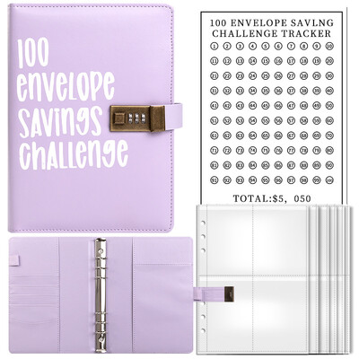 100 Day Challenge Lovers Omotnica Proračun Loose-Page Notebook Macaron Lock Password Lock Creative Cash Planning Ledger