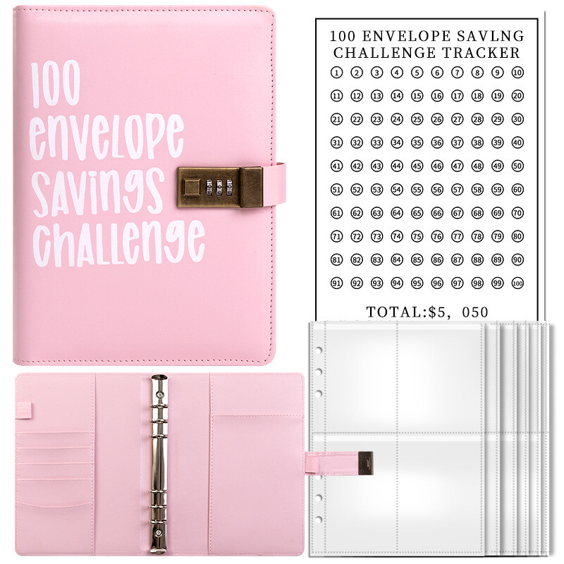 100 Day Challenge Lovers Omotnica Proračun Loose-Page Notebook Macaron Lock Password Lock Creative Cash Planning Ledger