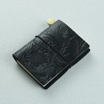 1 бр. Ретро бележник с резбовани корици със сменяеми празни страници, джобен размер, дневник, скицник, дневник, бележник за пътуване