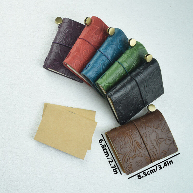 1 бр. Ретро бележник с резбовани корици със сменяеми празни страници, джобен размер, дневник, скицник, дневник, бележник за пътуване