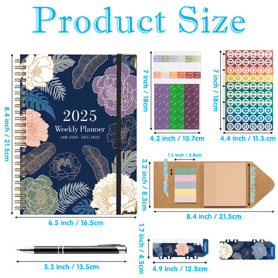 6 бр. 2025 Bloom Daily Planner Notebook Седмичен/месечен дневен ред с дата Книга със стикери и етикети за организация