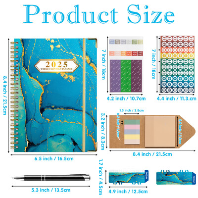 6 бр. 2025 Bloom Daily Planner Notebook Седмичен/месечен дневен ред с дата Книга със стикери и етикети за организация