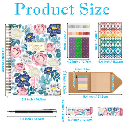 6 бр. 2025 Bloom Daily Planner Notebook Седмичен/месечен дневен ред с дата Книга със стикери и етикети за организация