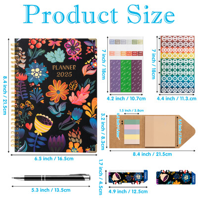 6 бр. 2025 Bloom Daily Planner Notebook Седмичен/месечен дневен ред с дата Книга със стикери и етикети за организация