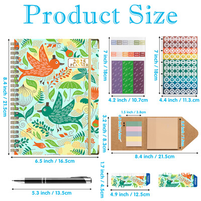 6 бр. 2025 Bloom Daily Planner Notebook Седмичен/месечен дневен ред с дата Книга със стикери и етикети за организация