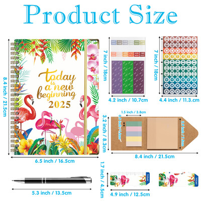 6 бр. 2025 Bloom Daily Planner Notebook Седмичен/месечен дневен ред с дата Книга със стикери и етикети за организация