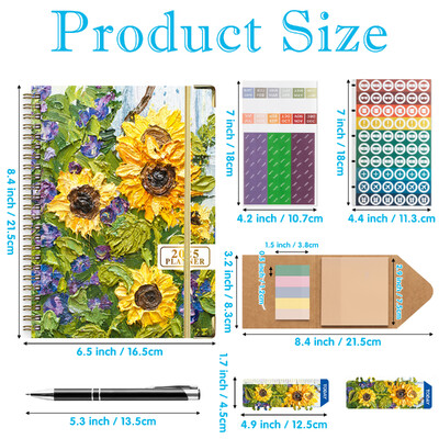 6 бр. 2025 Bloom Daily Planner Notebook Седмичен/месечен дневен ред с дата Книга със стикери и етикети за организация