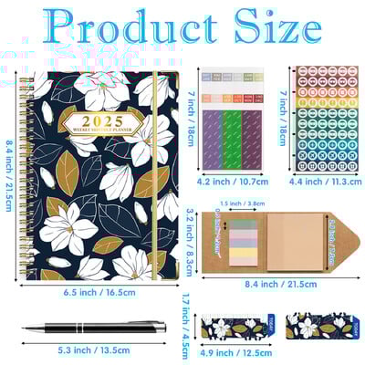 6 бр. 2025 Bloom Daily Planner Notebook Седмичен/месечен дневен ред с дата Книга със стикери и етикети за организация
