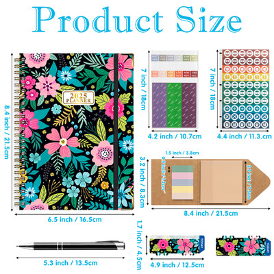 6 бр. 2025 Bloom Daily Planner Notebook Седмичен/месечен дневен ред с дата Книга със стикери и етикети за организация