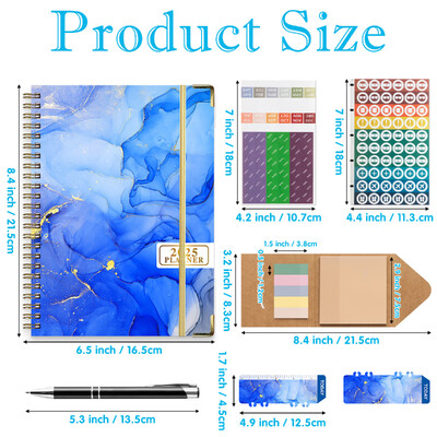 6 бр. 2025 Bloom Daily Planner Notebook Седмичен/месечен дневен ред с дата Книга със стикери и етикети за организация