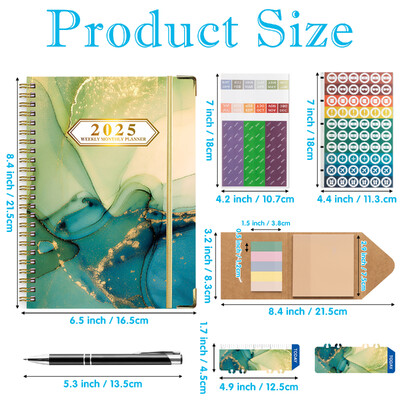 6 бр. 2025 Bloom Daily Planner Notebook Седмичен/месечен дневен ред с дата Книга със стикери и етикети за организация