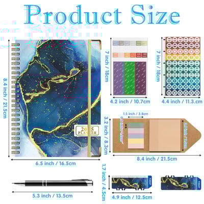 6 бр. 2025 Bloom Daily Planner Notebook Седмичен/месечен дневен ред с дата Книга със стикери и етикети за организация