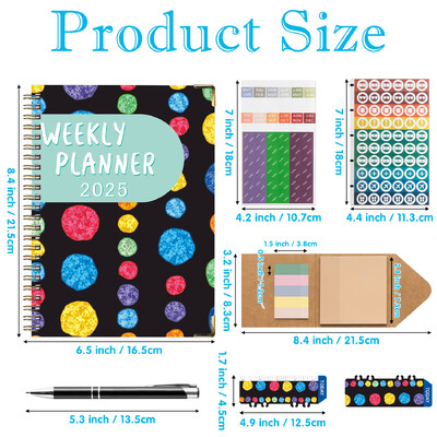 6 бр. 2025 Bloom Daily Planner Notebook Седмичен/месечен дневен ред с дата Книга със стикери и етикети за организация