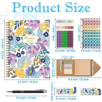 6 бр. 2025 Bloom Daily Planner Notebook Седмичен/месечен дневен ред с дата Книга със стикери и етикети за организация