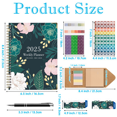 6 бр. 2025 Bloom Daily Planner Notebook Седмичен/месечен дневен ред с дата Книга със стикери и етикети за организация