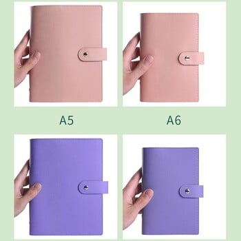 PU Δερμάτινο A5/A6 Κάλυμμα Notebook Binder Refillable 6 Ring Binder Journal Agenda Planner with Pen Loop Macaroon Color