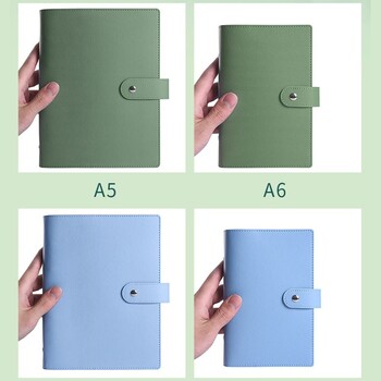 PU Δερμάτινο A5/A6 Κάλυμμα Notebook Binder Refillable 6 Ring Binder Journal Agenda Planner with Pen Loop Macaroon Color