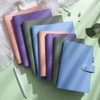 PU Δερμάτινο A5/A6 Κάλυμμα Notebook Binder Refillable 6 Ring Binder Journal Agenda Planner with Pen Loop Macaroon Color