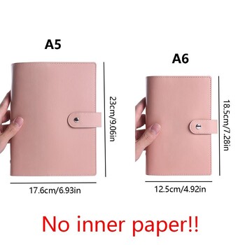 PU Δερμάτινο A5/A6 Κάλυμμα Notebook Binder Refillable 6 Ring Binder Journal Agenda Planner with Pen Loop Macaroon Color