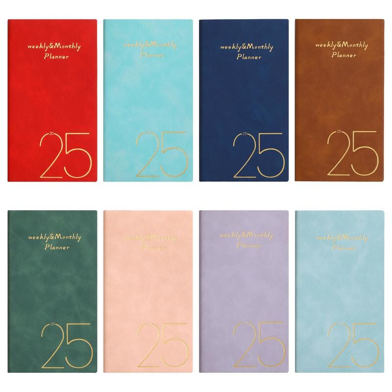 Piezīmju grāmatiņas darba kārtība 2025. gada plānotājs ikmēneša uzdevumu saraksts Piezīmju grāmatu žurnāla dienasgrāmata A6 kancelejas preces nedēļas plānotājs 365 dienu dienasgrāmatas piezīmju grāmatiņa